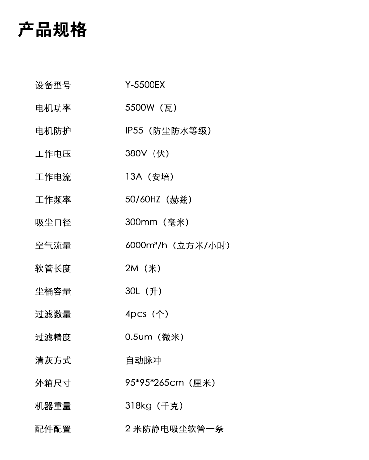 御衛(wèi)仕大功率防爆除塵器Y-5500EX